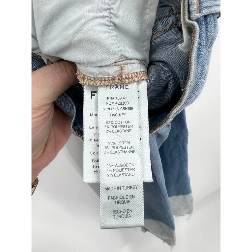 FRAME‎ Le Skinny de Jeanne Crop Jeans Finchley Dip Dye Raw Hem Size 29